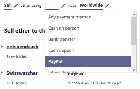 將ETH交易到PayPal