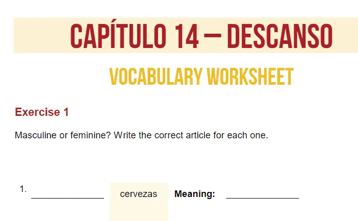 spanish uncovered worksheet